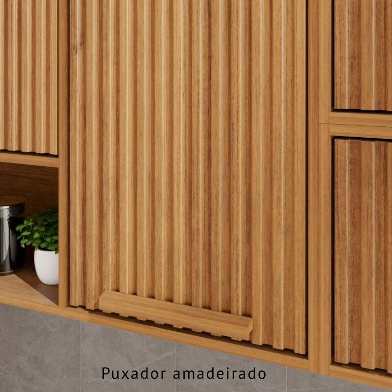 Aéreo 2 Portas Ripado Larg. 0.80m Cozinha Florida Cinamomo Sallêto - Imagem 5