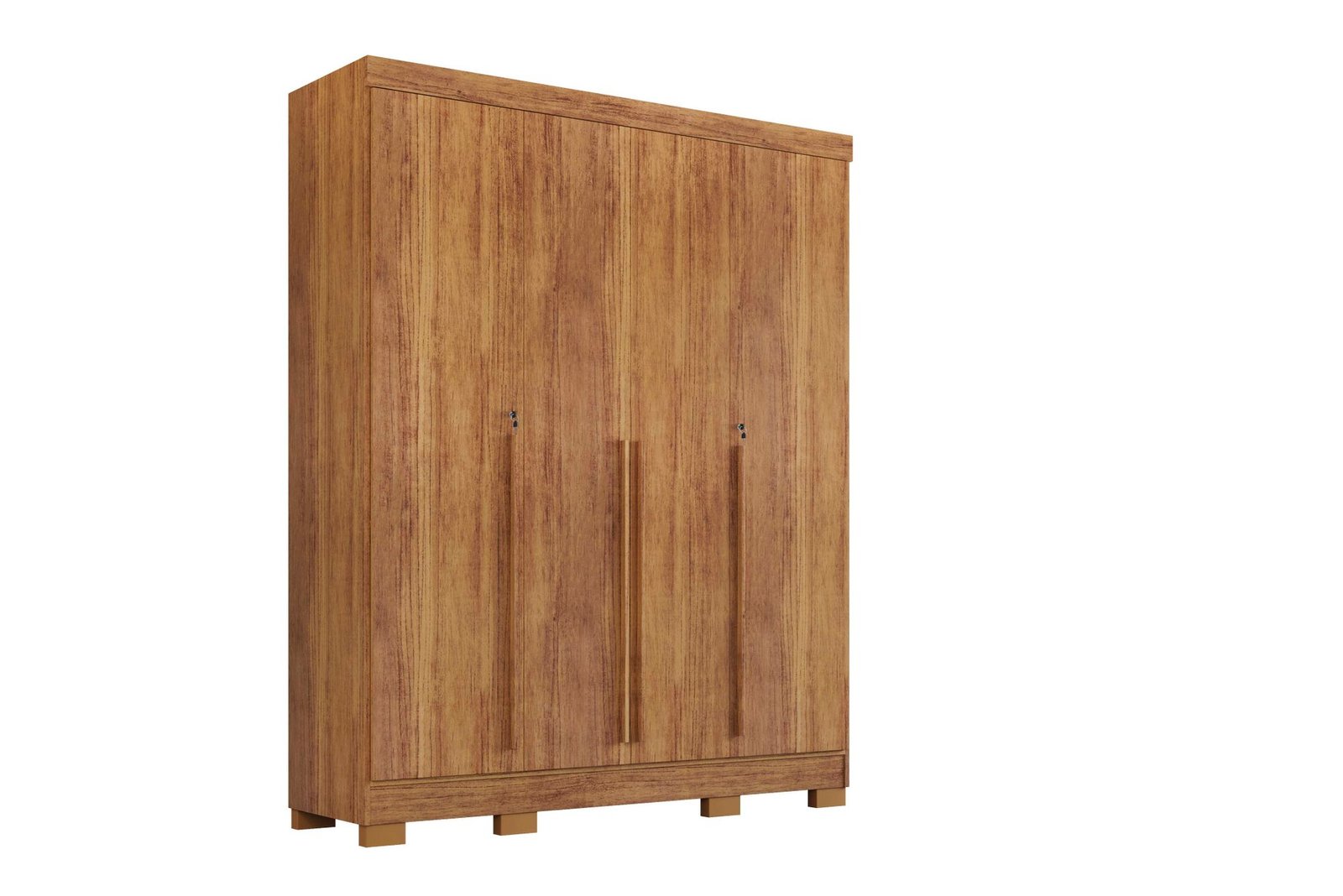 Guarda-Roupa Domus 4 portas com pés e chave - Cedro - Imagem 4