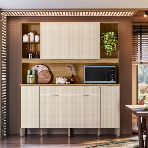 Kit de Cozinha Botanika 06 Portas 02 Gavetas 1,80m - Freijo/Soft