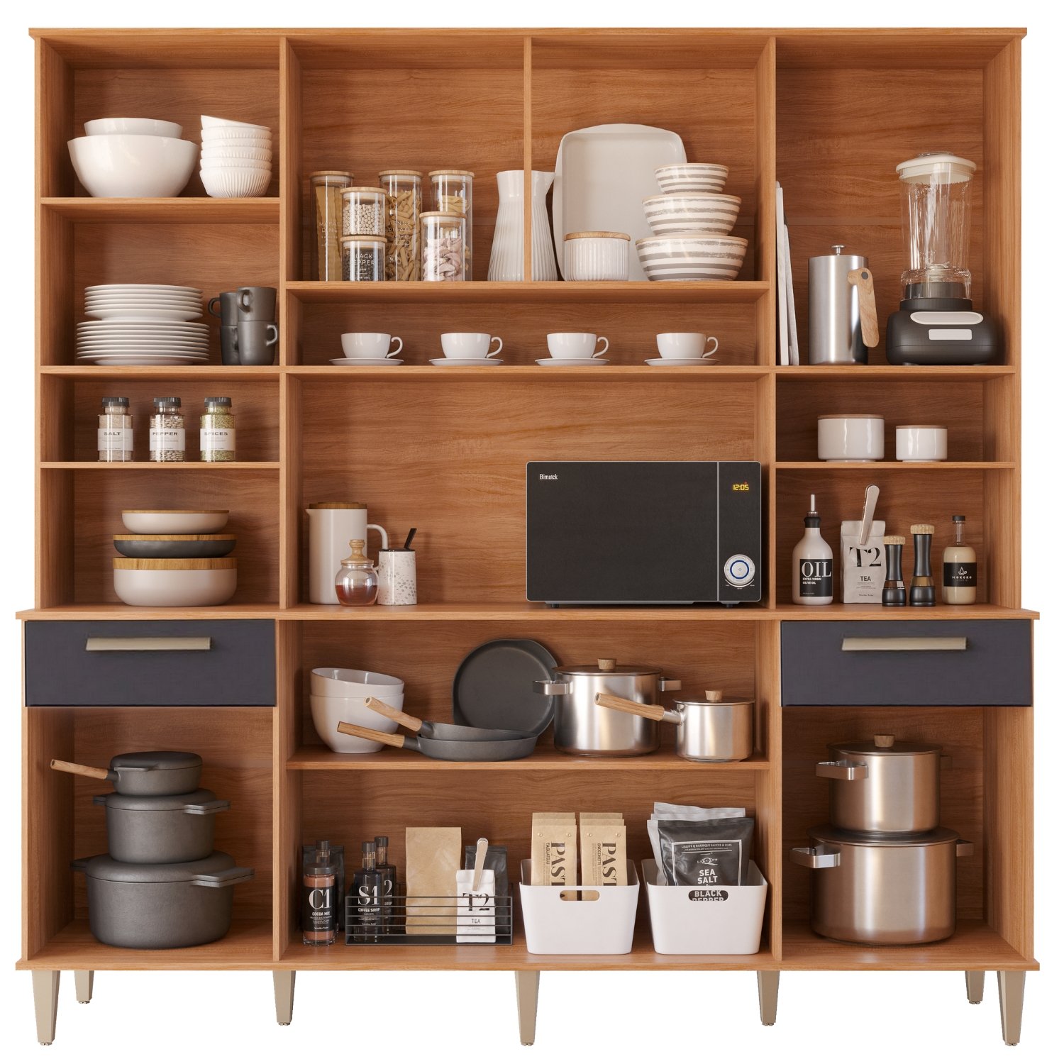 Kit Cozinha 8 portas Lívia 2,00 m Cinamomo/Titanium - MGM MÓVEIS - Imagem 2