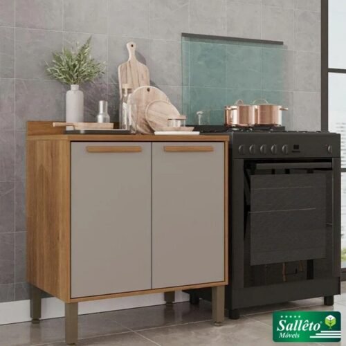 Balcão Larg. 0.80m Cozinha Flórida Cinamomo/Off - Sallêto