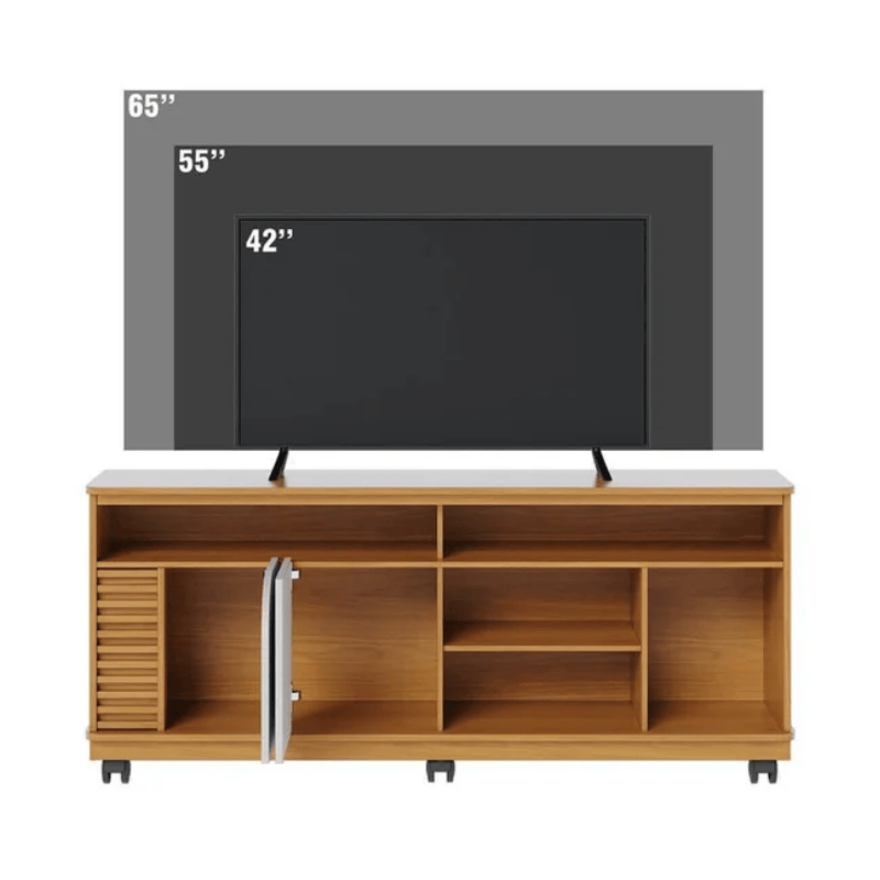 Rack Bancada Jurerê Larg. 1.50m Naturale/Off White Mate para TV até 65"- Colibri - Imagem 3
