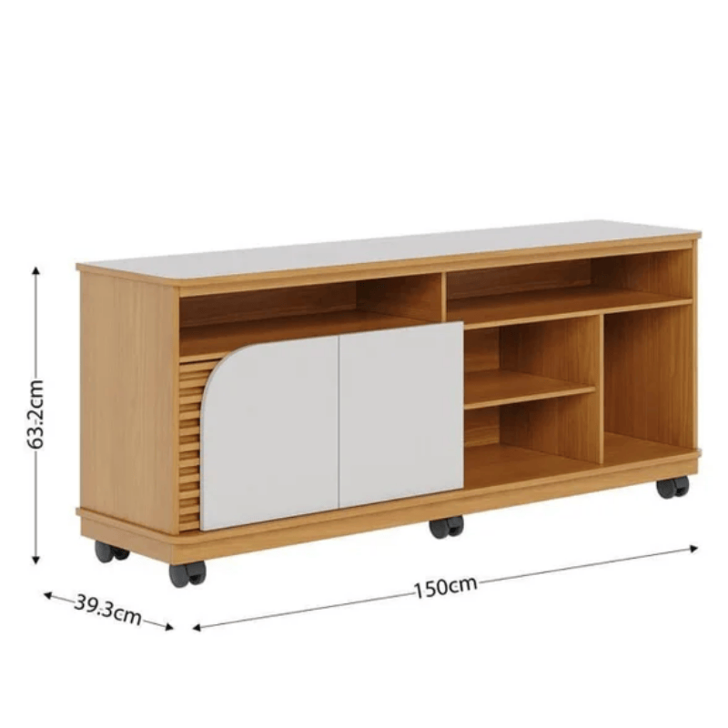 Rack Bancada Jurerê Larg. 1.50m Naturale/Off White Mate para TV até 65"- Colibri - Imagem 4