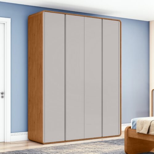 Guarda-Roupa 4 Portas Loop 1,84 m Amêndoa Clean/Off White - LOPAS