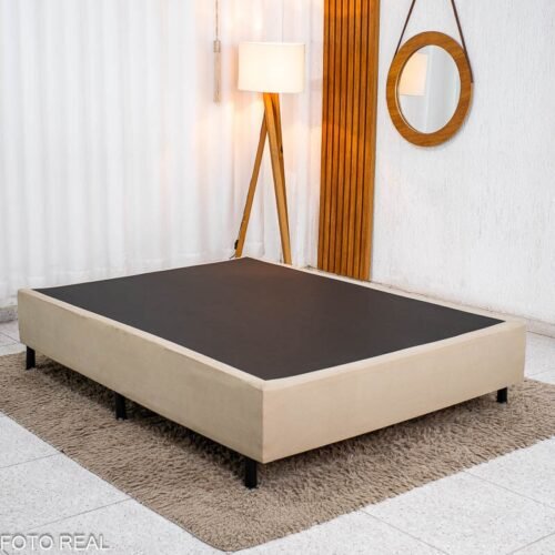 Base Box Casal Sued Bege 138x188x37 - Ortobel