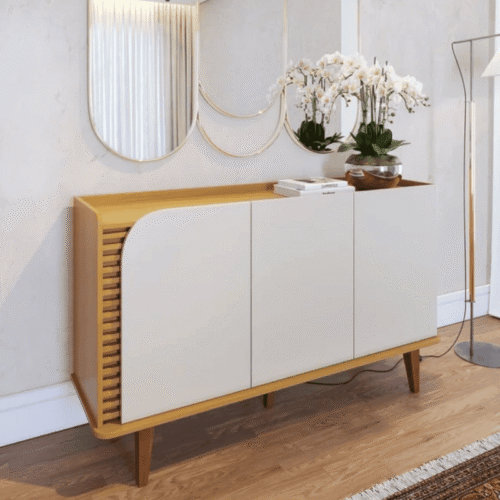 Buffet Jurerê C/Detalhe Ripado Larg. 1.36m Naturale/Off White Mate - Colibri