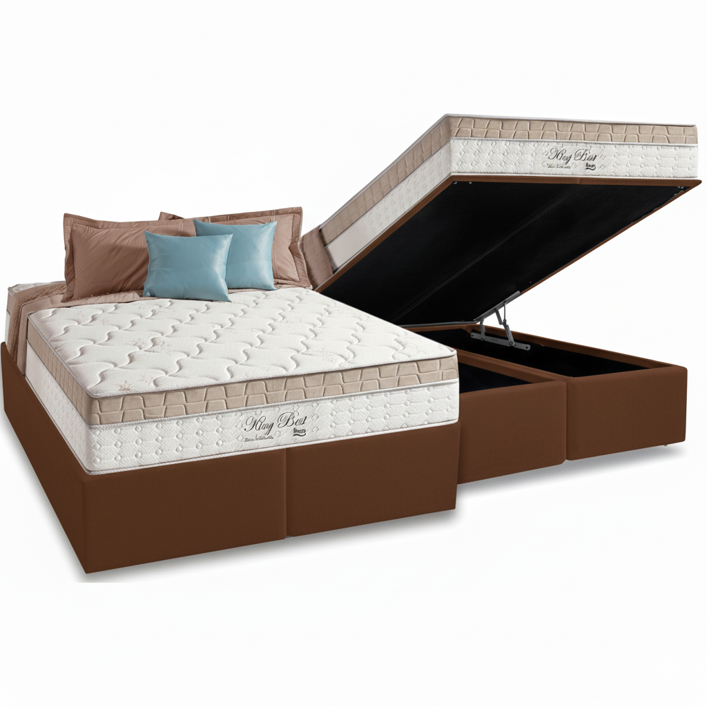 Colchão Queen King Best 28 cm D28 Molas Ensacadas + Base Baú Corino Marrom – ANJOS + BIOSTAR - Imagem 2