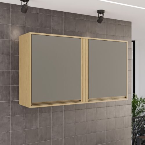 Armário Aéreo 2 Portas Pérola 1,20 m Jequitibá/Granizo  - SALLÊTO