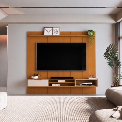 Painel Liso Plus + Nicho Tucumã 2.30m 75"- Nature/Off White