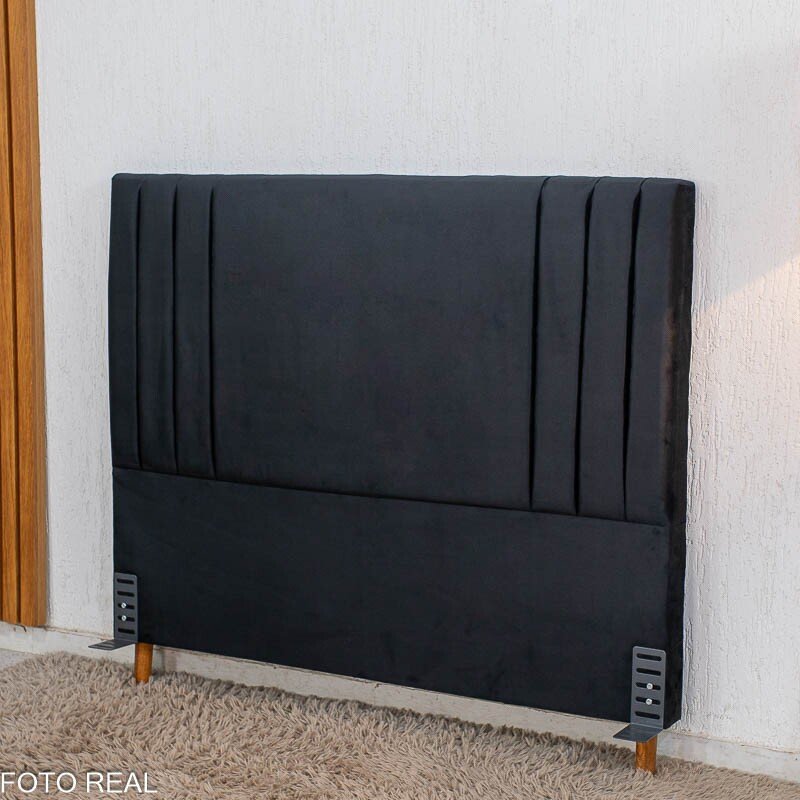 Cabeceira Casal Portinari Veludo Preto Larg. 1.40m