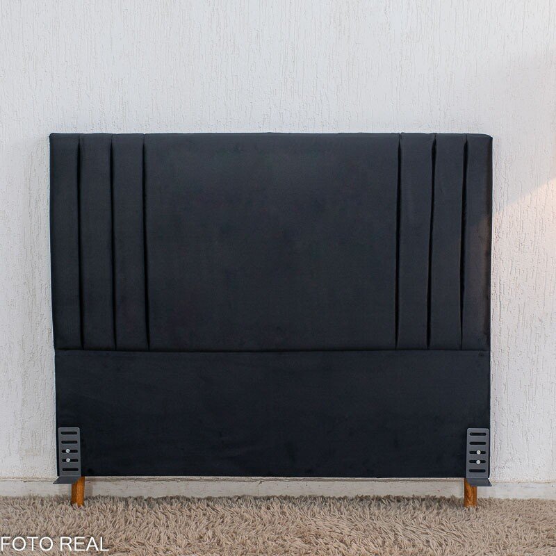 Cabeceira Casal Portinari Veludo Preto Larg. 1.40m - Imagem 3