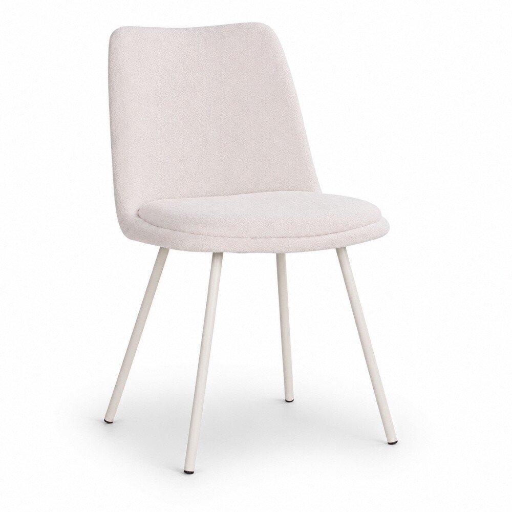 Cadeira Selene Off White Base Areia Tecido Bouclé - Rivati