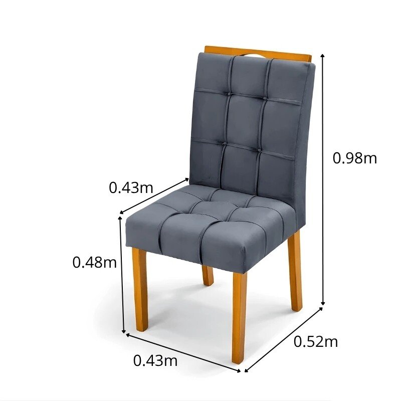 Mesa de Jantar Moscou 120x80 Vidro Off/Base Cinamomo + 4 Cad. Londres Veludo Chumbo Madeira Minas Plac - Entregue Montada - Imagem 9