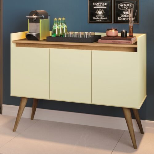 Buffet 3 Portas Gold Perola/Mel - MOVEIS PRIMUS
