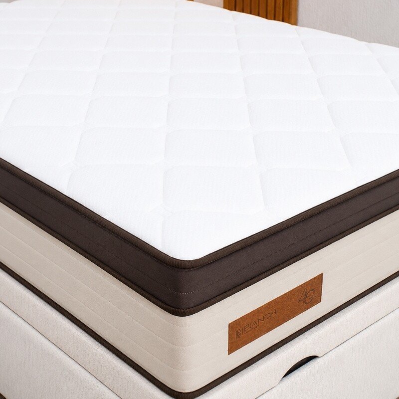 Colchão Casal Ibiza Molas Ensacadas - Bianchi Colchões + Box Baú Casal Prime Confort Corino Palha Blindado - Issacar 138x188x78 | Suporta até 400kg - Imagem 3