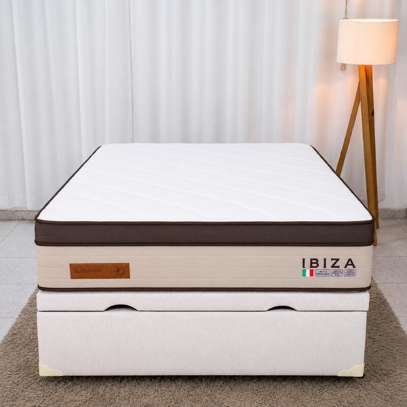 Colchão Casal Ibiza Molas Ensacadas - Bianchi Colchões + Box Baú Casal Prime Confort Corino Palha Blindado - Issacar 138x188x78 | Suporta até 400kg - Imagem 4