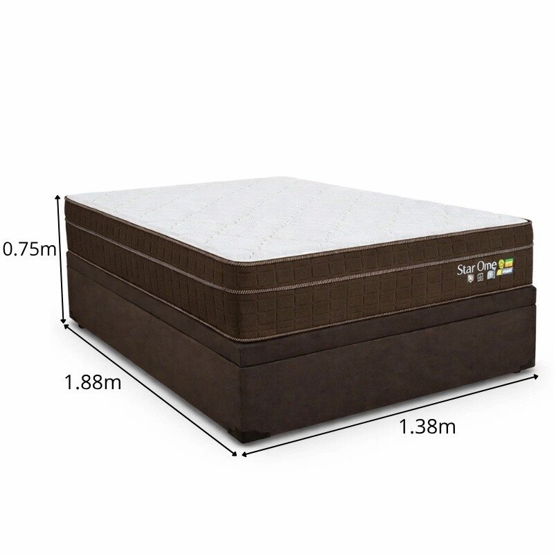 Colchão Casal Star One Ortopédico D-65 Anjos + Box Baú Casal Prime Confort Sued Marrom Blindado Issacar - 138x188x75 | Suporta até 280kg - Imagem 7
