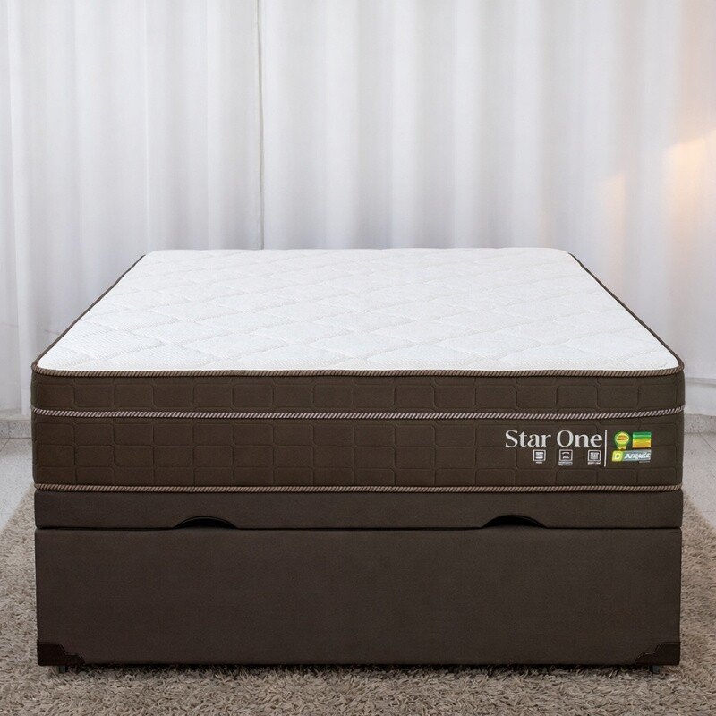 Colchão Casal Star One Ortopédico D-65 Anjos + Box Baú Casal Prime Confort Sued Marrom Blindado Issacar - 138x188x75 | Suporta até 280kg - Imagem 3