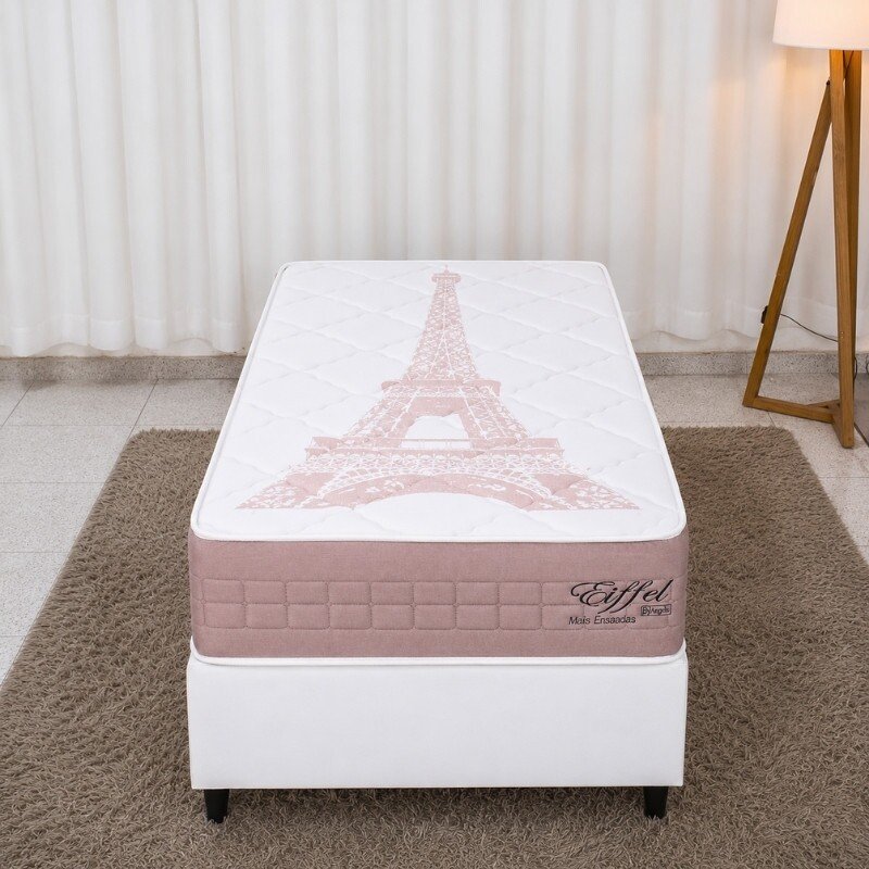 Colchão Solt. Eiffel Molas Ensacadas Rosa - Anjos + Box Solt. Korino Branca Ortobel - 88x188x63 | Suporta até 130kg - Imagem 2