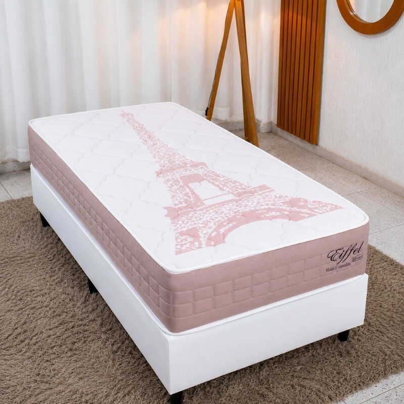 Colchão Solt. Eiffel Molas Ensacadas Rosa - Anjos + Box Solt. Korino Branca Ortobel - 88x188x63 | Suporta até 130kg - Imagem 4