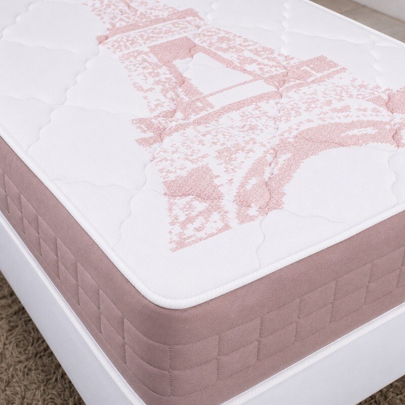 Colchão Solt. Eiffel Molas Ensacadas Rosa - Anjos + Box Solt. Korino Branca Ortobel - 88x188x63 | Suporta até 130kg - Imagem 5