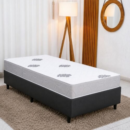 Colchão Solteiro Confort Premium Ortopédico D28 - Inovaflex + Box Solt. Korino Preto Ortobel - 88x188x55 | Suporta até 120kg