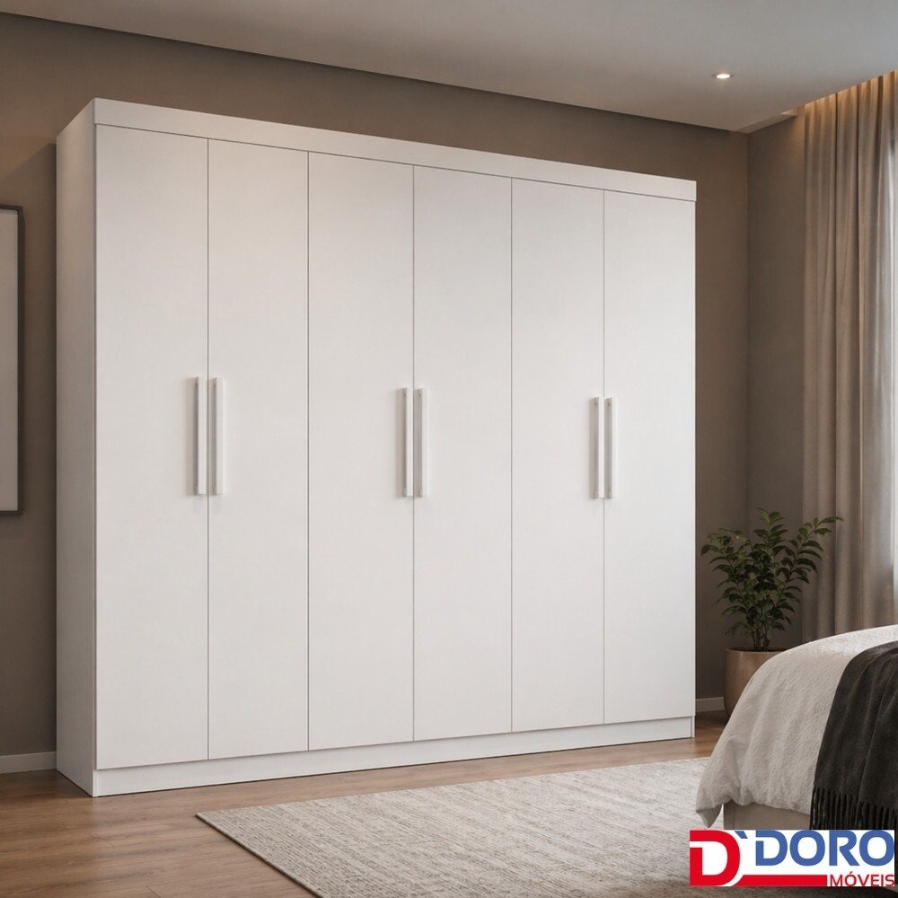 Guarda-roupa Colibri 6 Portas Branco Larg. 2.05m - D' Doro - Imagem 4