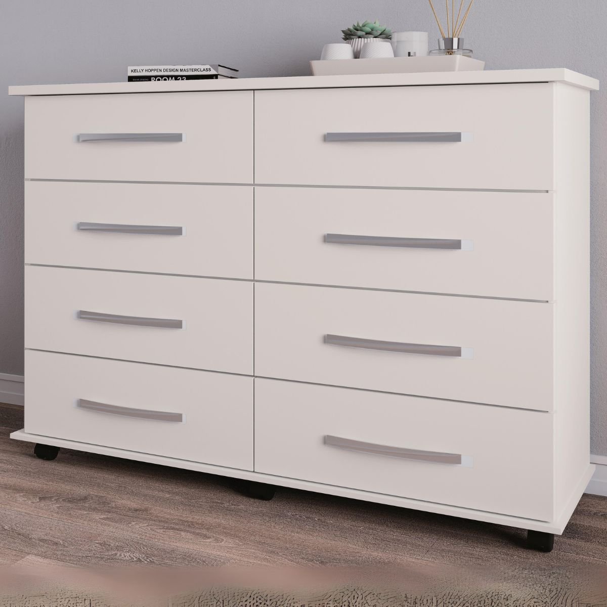 Cômoda 8 Gavetas Jade Branco - MÓVEIS PRIMUS