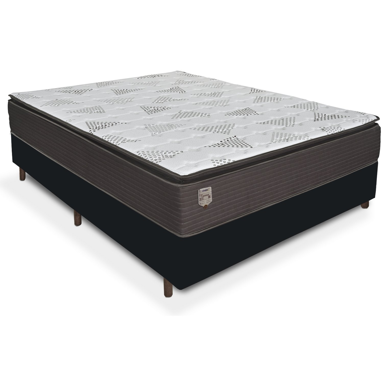 Colchão Casal Ravena 33 cm D26 Molas Ensacadas + Base Simples Corino Preto – UMAFLEX + BIOSTAR - Imagem 2