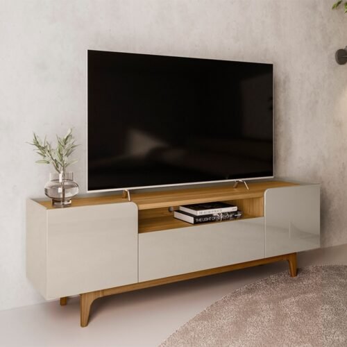 Rack ate 75" Orlando Tauari/Off White Brilho - LINEA BRASIL
