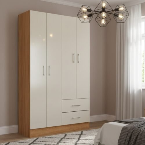 Guarda-Roupa 4 Portas Panamá 4002 0,90 m Cinamomo/Off White – FELLICCI