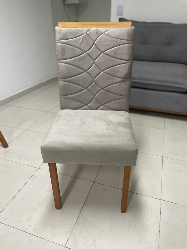 Mesa Salinas 120 Cinamomo/Off White com 4 Cadeiras Safira Veludo Bege – CEL MÓVEIS + WM DECOR - Imagem 2