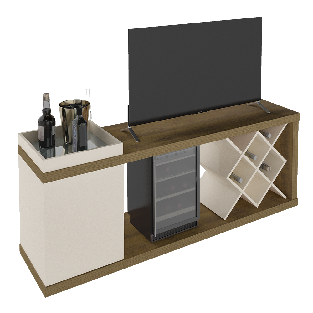 Rack Bar até 60" Madrid Pinho/Off White - ARTELY - Imagem 2