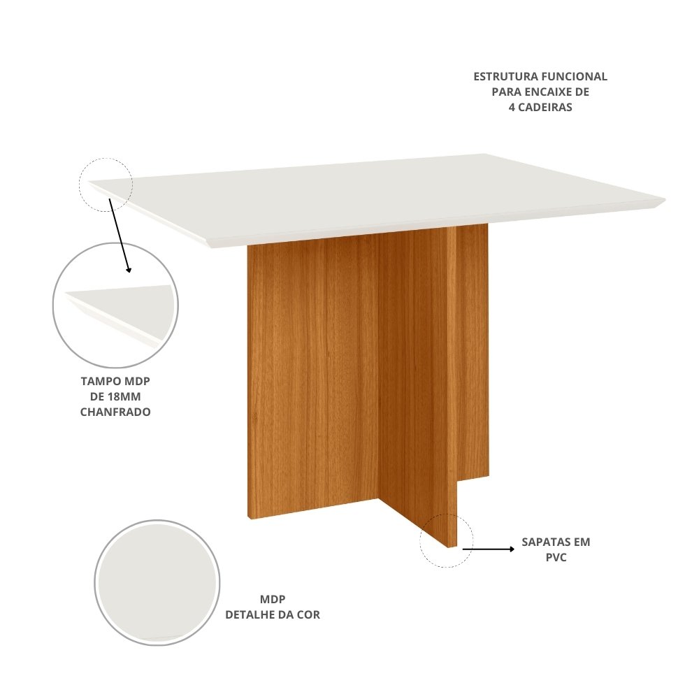 Mesa de Jantar Helo 1.60x0.90 - Freijó/Off White - Imagem 2
