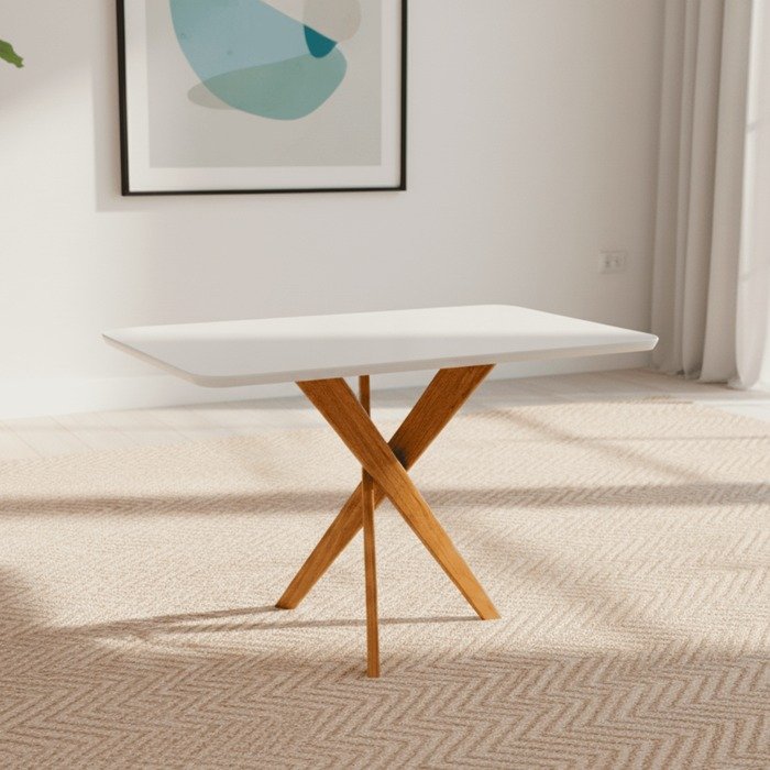 Mesa Cacau 130 (C/Vidro) Madeira/Off White - CIMOL - Imagem 2