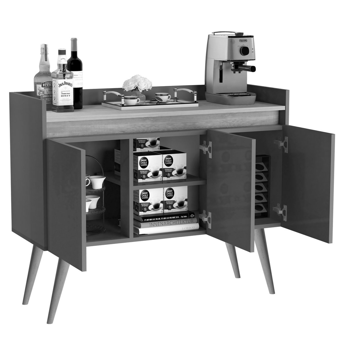 Buffet 3 Portas Gold Perola/Mel - MOVEIS PRIMUS - Imagem 3