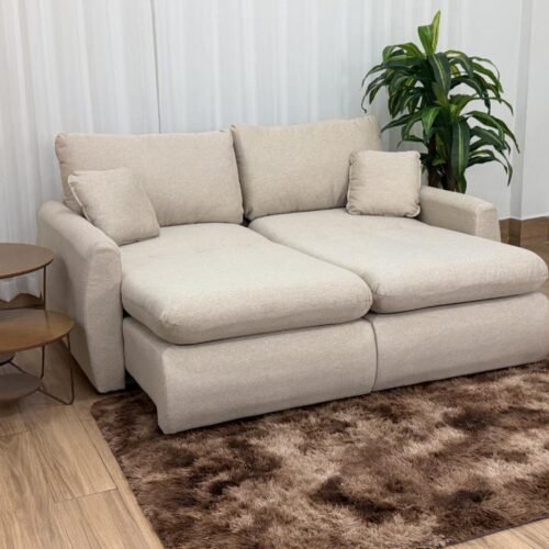 Sofá Cama Retrátil Reclinável Amaranto 2.10m Mod.90 - Bege Linho