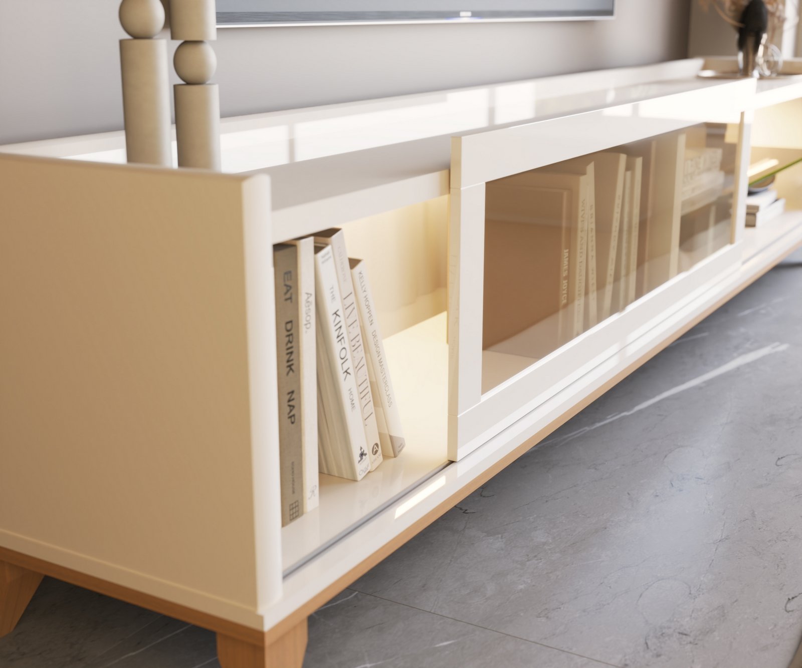 Rack até 75" Vellaro 2.2 Off White - EDN MÓVEIS - Imagem 4