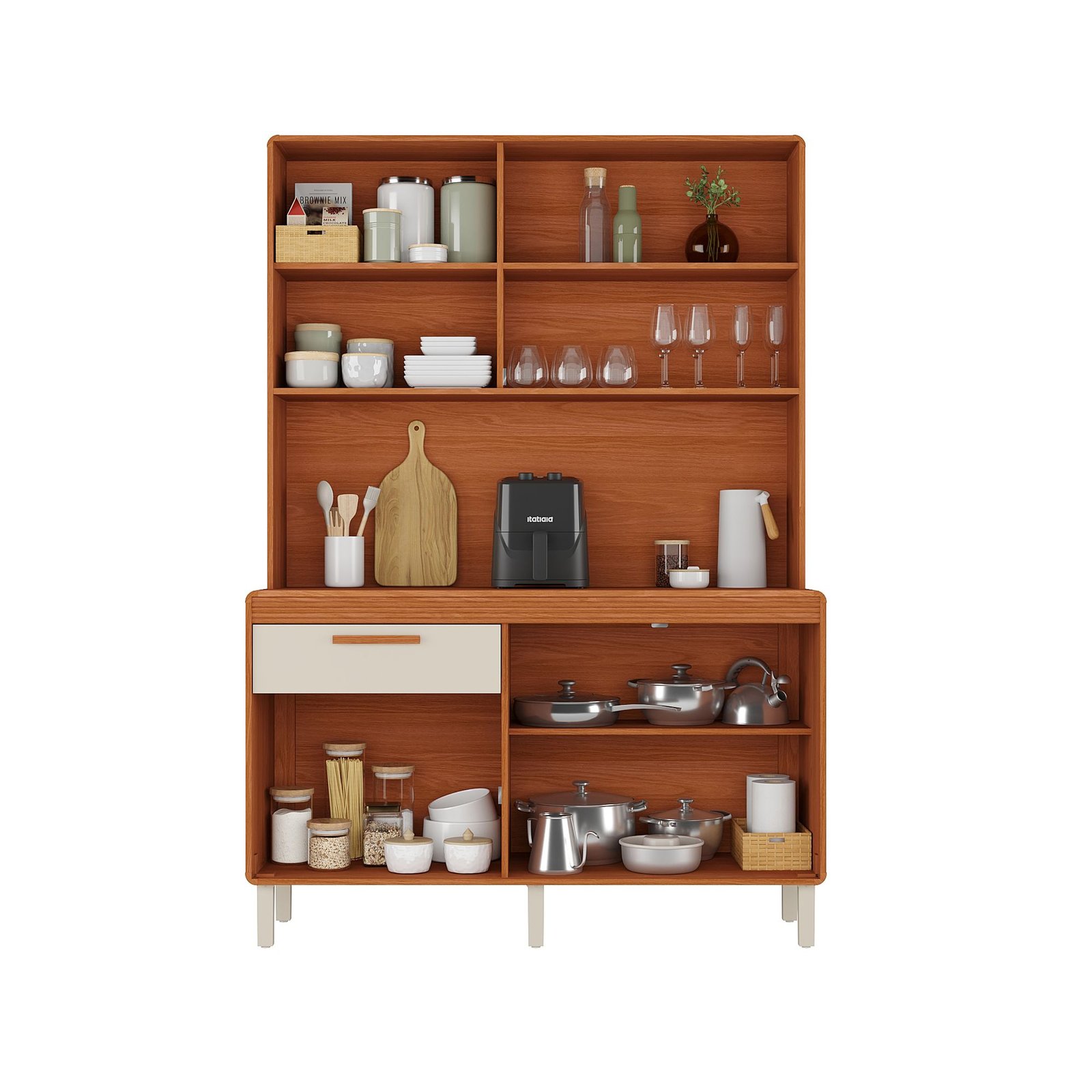 Armário Kit de Cozinha Dunas 1.40m - Cinamomo/Off White - Imagem 2