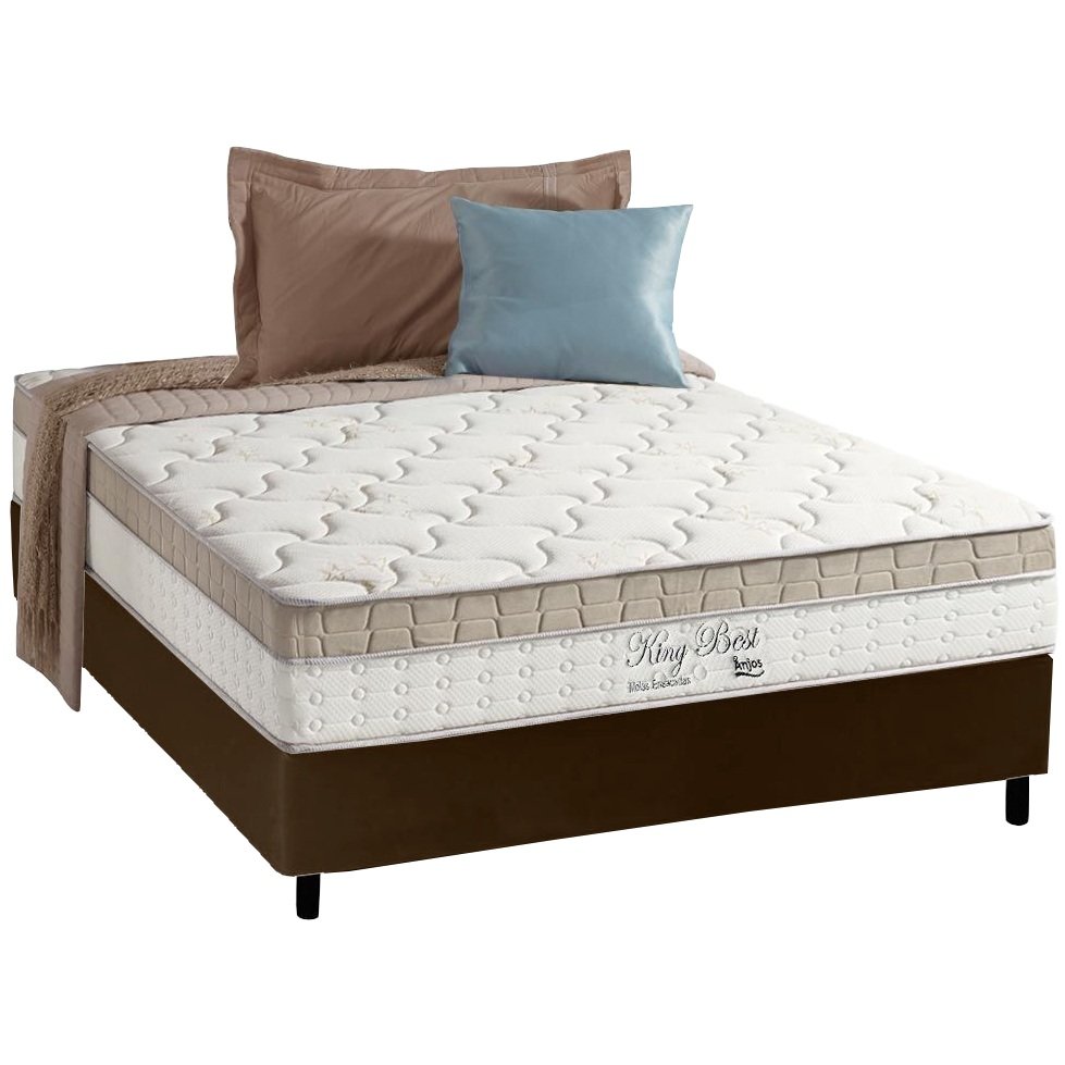Colchão Casal King Best 28 cm D28 Molas Ensacadas + Base Simples Corino Marrom – ANJOS + BIOSTAR - Imagem 2