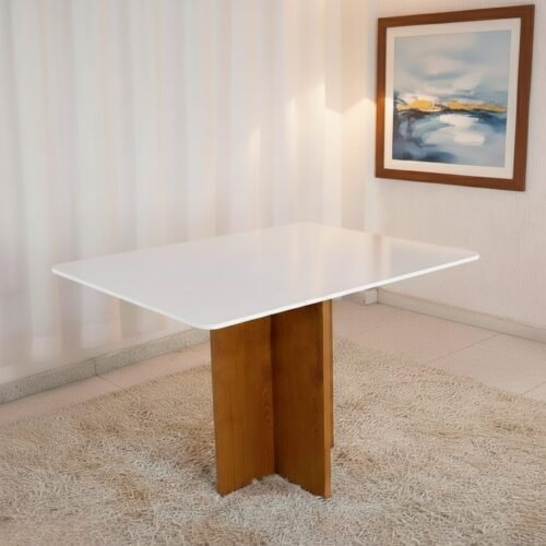 Mesa Salinas 160 (Tampo Londres c/vidro) Cinamomo/Off White - CEL MÓVEIS