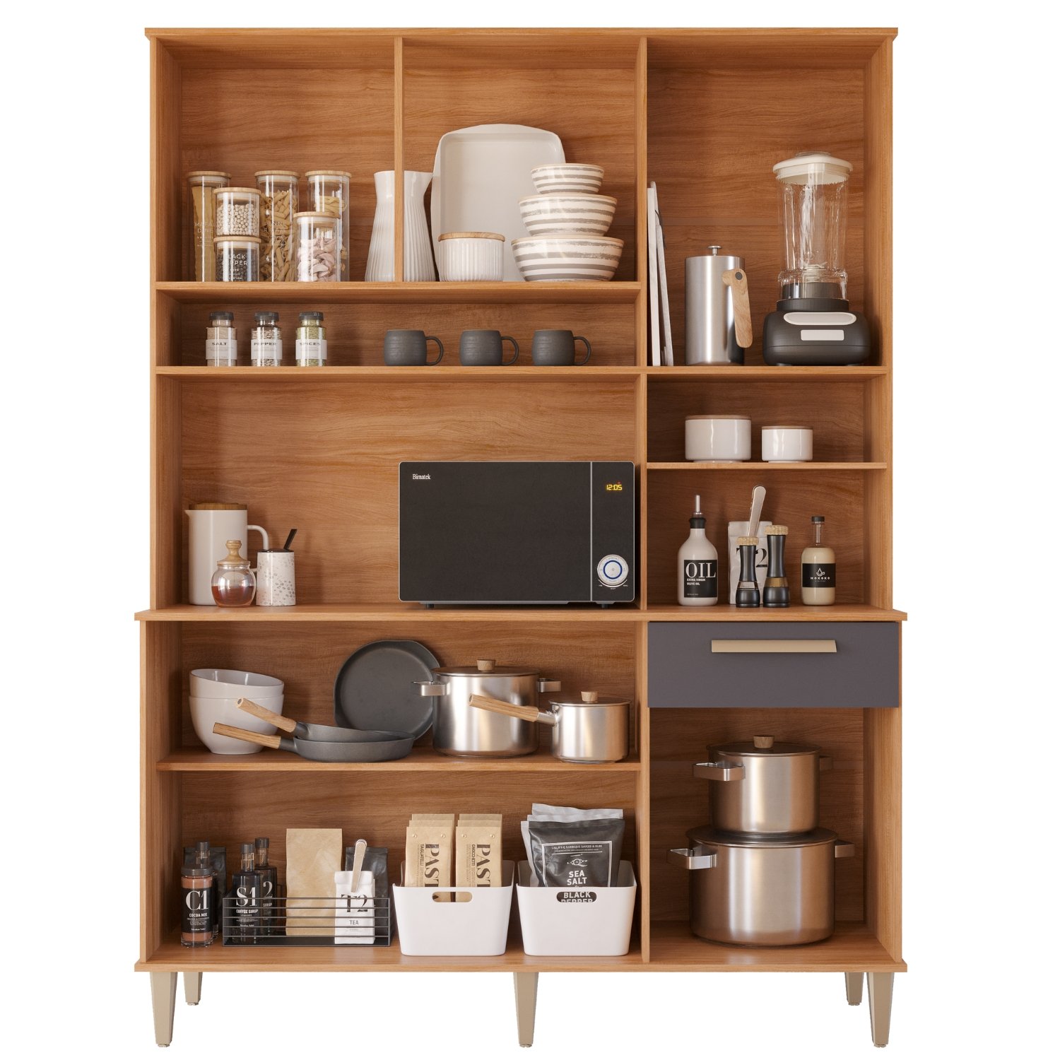 Kit Cozinha 6 Portas Mila 1,51 m Cinamomo/Titanium - MGM MÓVEIS - Imagem 2