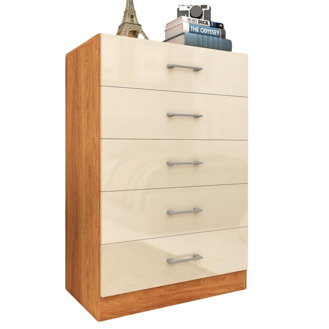 Comoda 5 Gavetas Aruba Cinamomo/Off White - FELLICCI - Imagem 2