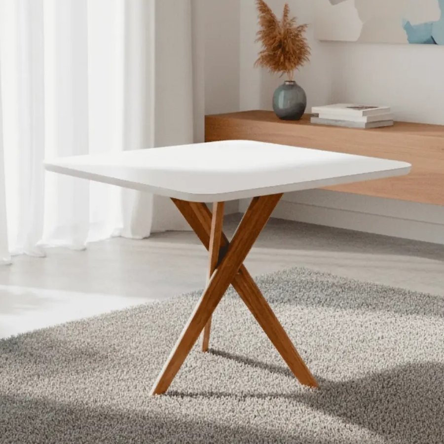 Mesa Cacau 95 (C/Vidro) Madeira/Off White - CIMOL - Imagem 2