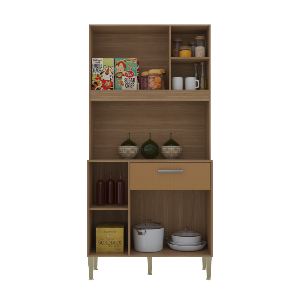 Kit Cozinha Zen 0,90 m Freijó/Caramelo - KIT'S PARANÁ - Imagem 2