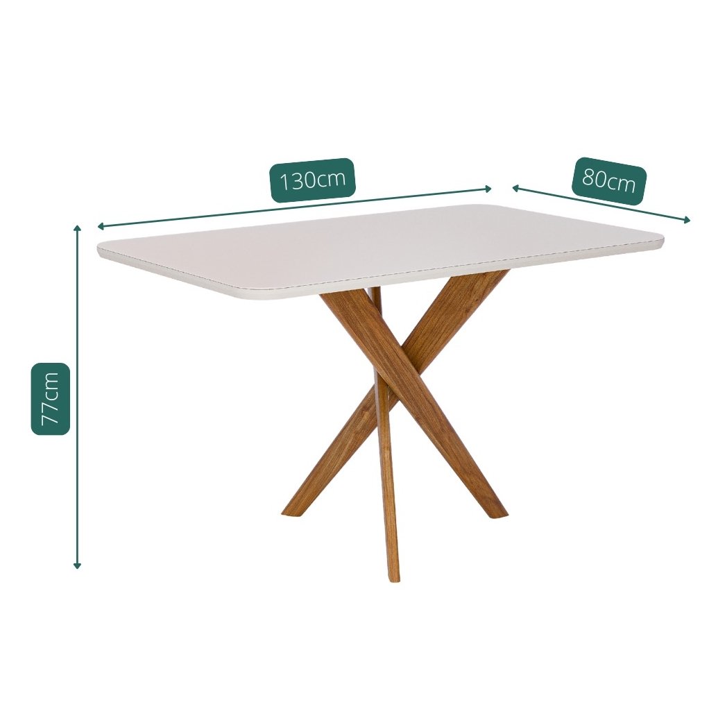 Mesa Cacau 130 (C/Vidro) Madeira/Off White - CIMOL - Imagem 4