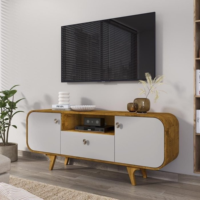 Rack até 75" Noronha Naturale/Off White - BECHARA