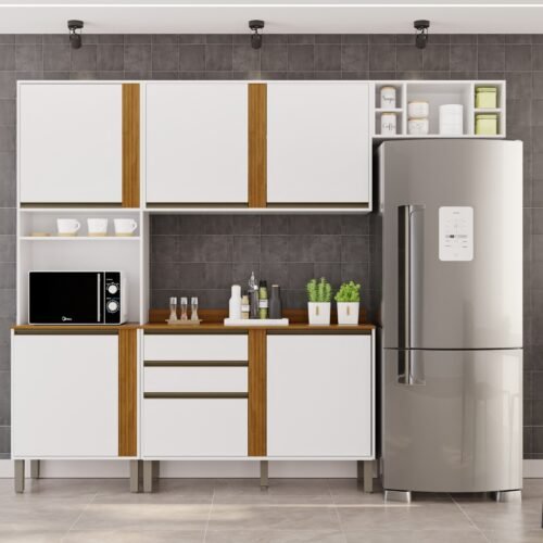 Cozinha 4 Peças Pérola Branco/Cinamomo - SALLÊTO
