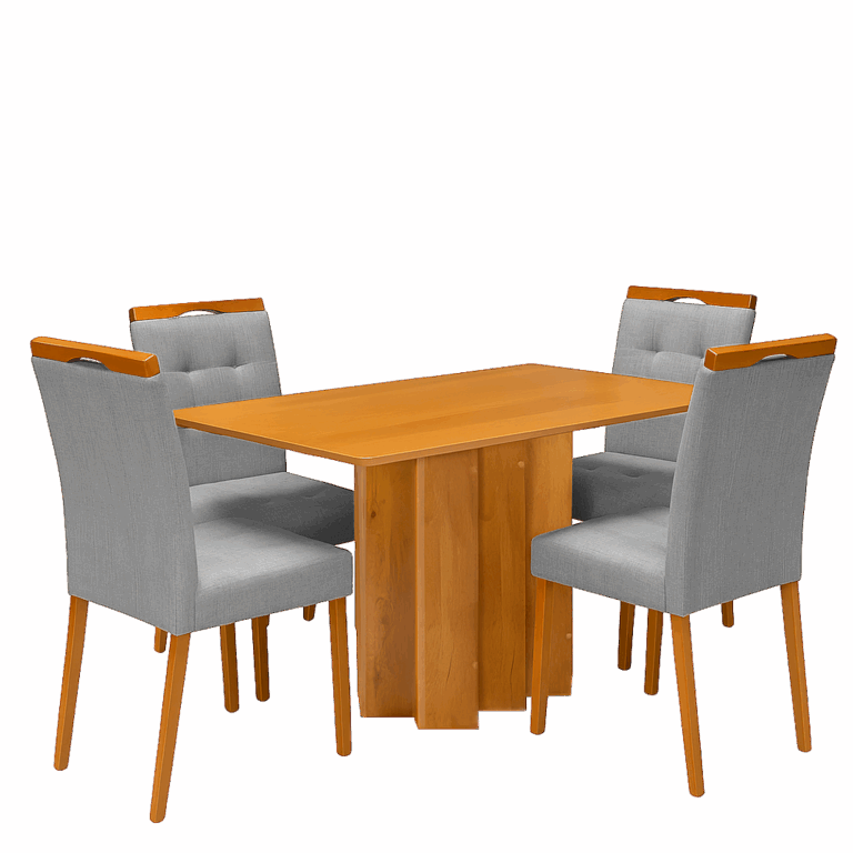 Mesa Recife 120 Cinamomo Laminado com 4 Cadeiras Sophia Linho Cinza Grafite 206 – CEL MÓVEIS + WM DECOR - Imagem 3