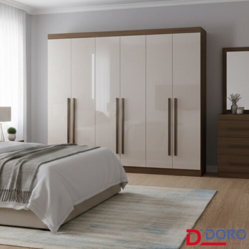 Guarda-roupa Da Vinci Plus 6 Portas Castanho/Off White Larg. 2.75m - D Doro